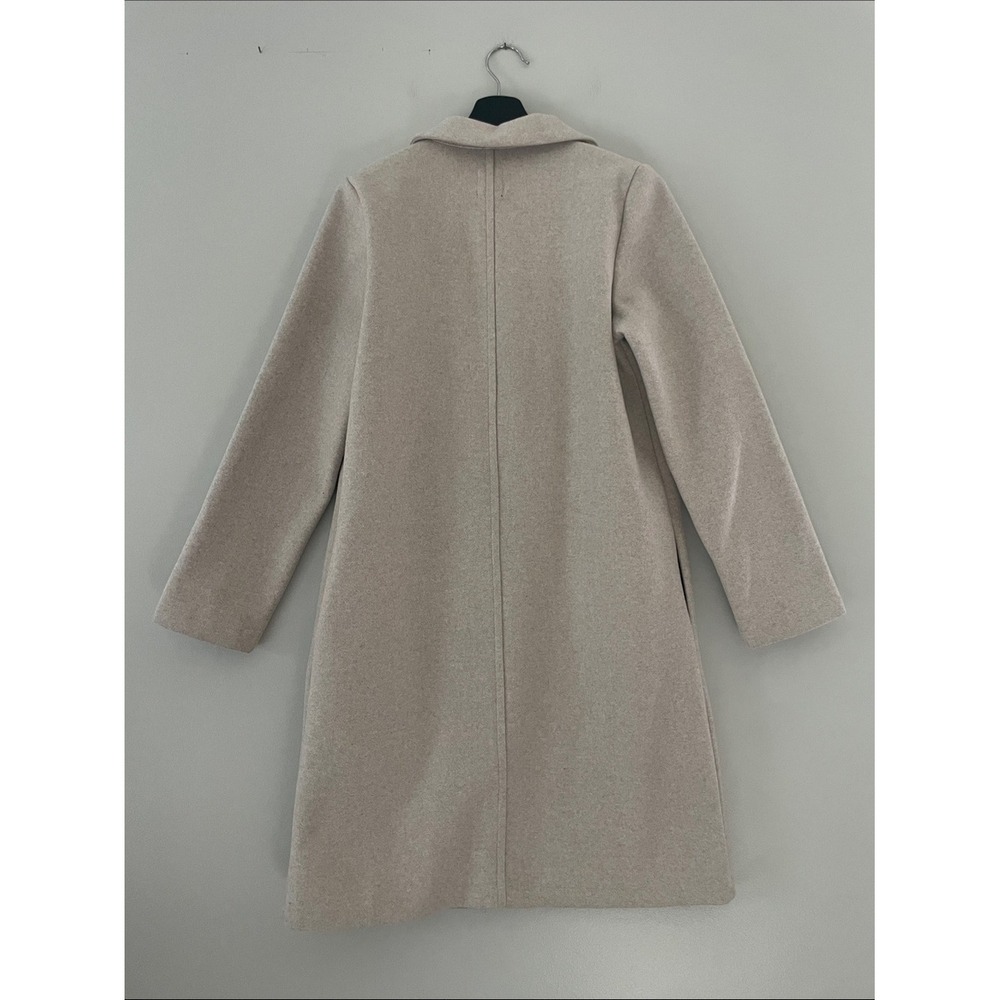 Zara Coat Oatmeal Beige Soft Marl Open Front Medium Longline Minimalist Jacket - Picture 9 of 15